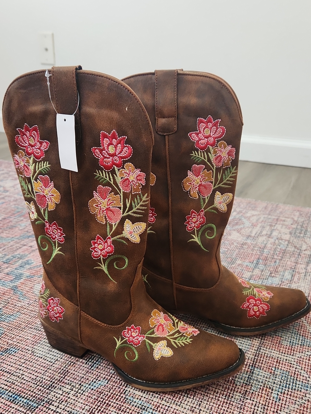 NWT Roper Riley Floral Vintage Cognac Boots 8